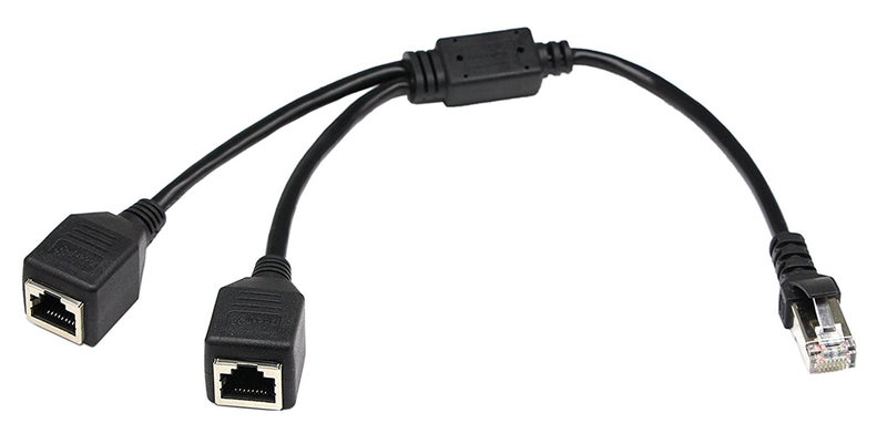 zdyCGTime 30cm/1ft RJ45 Network Cable zdyCGTime 1 RJ45 Female to 2 RJ45 Female Network Y type Cable,Used to switch networks between two computers or to connect to a printer etc(not used as a network separator) - Image 1